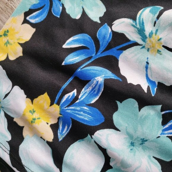 Apt 9 Womens Black Blue Floral Polyester Elastic Waist A Line Skirt Size Small - Picture 7 of 12